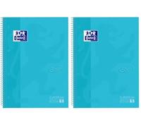 Oxford, Cuaderno A4, cuadrícula 5x5, tapa extradura, microperforado, libreta Europeanbook 1 touch, color azul pastel (Paquete de 2)