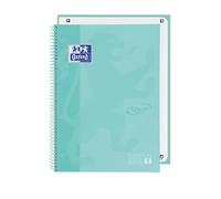 Oxford Cuaderno A4+, Europeanbook 1, tapa extradura, espiral, cuadrículada 5X5, 80 hojas, color Ice Mint