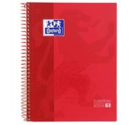 Oxford, Cuaderno A5 cuadriculado 5x5, Libreta Microperforada Europeanbook1, Tapa extradura, 80 Hojas 90 gr, Color Rojo
