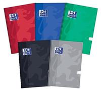 Oxford Cuaderno escolar A4, 96 hojas, línea, paquete de 5 unidades, mezcla de colores