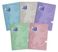 Oxford Cuaderno escolar A5, 60 hojas cuadriculadas, paquete de 5 unidades, mezcla de colores