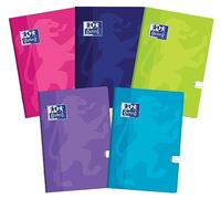 Oxford Cuaderno escolar Touch A5, 32 hojas rayadas con borde lateral, papel de aspecto de 90 g, sobre laminado aterciopelado, juego de bloc de notas para oficina y escuela, 10 unidades, mezcla de
