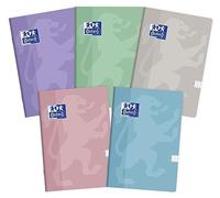 Oxford Cuaderno escolar Touch A6 Kladde 48 hojas cuadriculadas con borde lateral, aspecto de papel 90 g, sobre laminado de polipropileno, juego de bloc de notas para oficina y escuela, paquete de 10