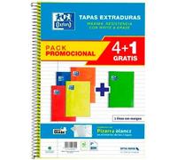 Oxford Cuaderno Espiral Classic White&Erase 80H Folio 1 Línea T-Extradura Pack 4+1 Colores Surtidos