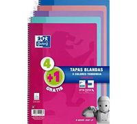 Oxford Cuaderno Espiral Folio 80H con 4x4 M C-Margen Pack 4+1 Ud. C-Surtidos Tendencia - Tapa Blanda