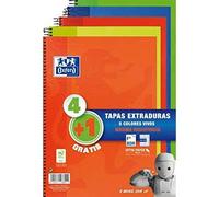 Oxford Cuaderno Espiral Write&Erase 80H Folio 4x4 mm C-Margen Tapa Extradura Pack 4+1 Ud C-Surtidos Vivos