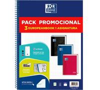 Oxford Cuaderno Europeanbook 1 cLassic Write&Erase 80H A4 5x5 T-Extradura Pack Promocional 3 Ud