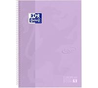 Oxford cuaderno Europeanbook 1 touch, microperforado, tapa extradura, espiral, a4+, cuadrícula 5x5, color malva pastel (Paquete de 6)