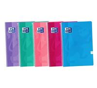 Oxford, Cuadernos A4 (Folio) Cuadrícula 4x4, Tapa Blanda, 80 Hojas, Pack 5 Libretas, Colores Tendencia