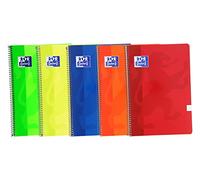 Oxford, Cuadernos A4 (Folio) Cuadrícula 4x4, Tapa Blanda, 80 Hojas. Pack 5 Libretas, Colores Vivos