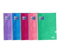 Oxford, Cuadernos A4 (Folio) Cuadrícula 4x4, Tapa Extradura, 80 Hojas, Pack 5 Libretas, Colores Tendencia