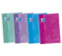 Oxford Cuadernos A4+ Pack 5 – Cuadrícula 5x5 – 120 h – Tapa extradura y espiral – Colores surtidos