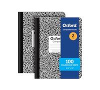 Oxford Cuadernos de composición, diarios escolares de 9-3/4 x 7-1/2 pulgadas, papel rayado universitario, cubiertas de mármol negro, 100 hojas por libro, paquete de 2 (1002515)