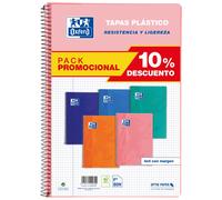OXFORD.CUADERNOS Pack 5 cuaderno espiral Fº 80h 90g. cuadrícula 4x4 c/m tapa plástico colores tendencia
