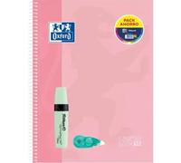 OXFORD.CUADERNOS Pack cuaderno espiral a4+ 150h 90g. cuad.5x5 ebook10 touch + marcador textmarker 490 pastel + corrector fancy roller regalo