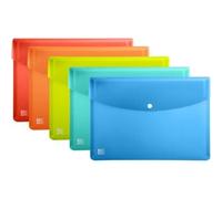 Oxford Paquete de 5 fundas de plástico transparente A3 para documentos, 5 colores, multicolor