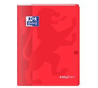 Oxford EasyBook - Cuaderno grapado (24 x 32 cm, 96 páginas, cuadriculado grandes, 90 g, tapa de polipropileno, con fundas, color rojo