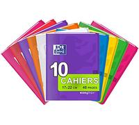 Oxford EasyBook - Lote de 10 cuadernos grapados pequeños de 17 x 22 cm, 48 páginas grandes, cuadriculados, 90 g, colores surtidos