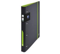 OXFORD European Binder For Students A4 Espalda 30mm 4 anillos en D cubierta Polypro expandido bicolor, negro/verde