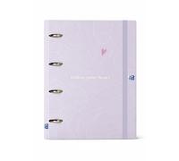 Oxford, Europeanbinder Polyfoam, Archivador de 4 anillas A4+, Cute, Incluye Recambio Cuadrícula 5X5, Pizarra Write&Erase y Pegatinas, Diseño: Heart