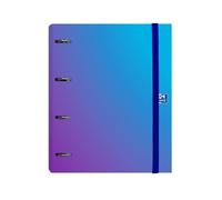 Oxford, Europeanbinder Polyfoam, Archivador de 4 anillas A4+, Gradient, Incluye Recambio Cuadrícula 5X5, Pizarra Write&Erase y Pegatinas, Color Azul