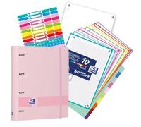 Oxford, Europeanbinder Polyfoam, Archivador de 4 anillas A4+, Live&Go, Incluye Recambio Cuadrícula 5X5, 160 hojas, Pizarra Write&Erase, Separadores y Pegatinas, Color Rosa