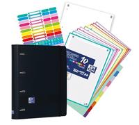 Oxford, Europeanbinder Polyfoam, Archivador de 4 anillas A4+, Live&Go, Incluye Recambio Cuadrícula 5X5, 160 hojas, Pizarra Write&Erase, Separadores y Pegatinas, Color Negro