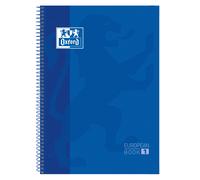 Oxford europeanbook 1 cuaderno espiral formato a4+ cuadriculado 5x5mm - 80 hojas - banda de color - tapa extradura brillante - color azul marino