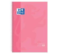 Oxford europeanbook 1 cuaderno espiral formato a4+ cuadriculado 5x5mm - 80 hojas - banda de color - tapa extradura brillante - color rosa