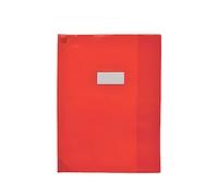 OXFORD - Funda para cuaderno (24 x 32 cm, con solapa de PVC translúcido, 15/100, color rojo