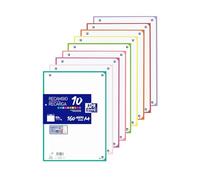 Oxford - Hojas Cuadriculadas A4 Perforadas, Recambio Archivador, 160 Hojas, Cuadrícula 5x5, 10 Colores de Banda