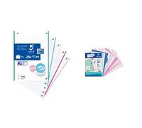 OXFORD Hojas Cuadriculadas A4 Perforadas, Recambio Archivador, 250 Hojas, Cuadrícula 5x5, y OXFORD Separadores Archivador 4 anillas A4, Plástico Opaco, 5 Posiciones, 4 Taladros, 5 COLORES PASTEL