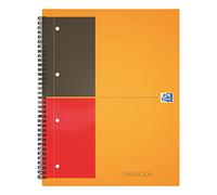 Oxford International ActiveBook - Cuaderno de espiral doble (5 unidades, con rayas, 40 hojas, A5+, perforado, incluye compartimento para hojas sueltas), color naranja, rojo y negro