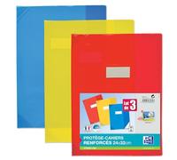 OXFORD - Juego de 3 protectores de cuadernos Strong Line (24 x 32 cm, PVC translúcido, 15/100º, colores surtidos