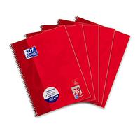 Oxford Libreta de 5 hojas A4 cuadriculadas con doble margen, 80 hojas, color rojo