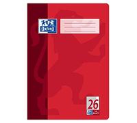 Oxford Lineatur - Cuaderno de hojas rayadas A4, rojo | Lineado 25 - rayado con margen derecho