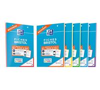 OXFORD Lot de 5 Blocs de 30 Fiches Bristol Perforées 2.0 A5 Q5/5 Bordures couleurs aléatoires