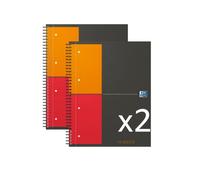 Oxford - Lote de 2 cuadernos International Notebook A4+ pequeños azulejos 5 mm 160 páginas encuadernación completa cubierta para tarjeta, color gris