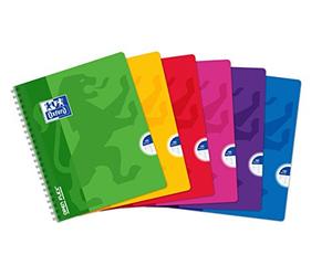 Oxford OpenFlex - Juego de 5 cuadernos de espiral (cuadros grandes, 180 páginas, 17 x 22 cm), varios colores