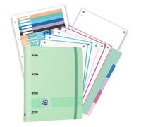 Oxford, Pack Archivador Live & Go A4+ 4 Anillas, Plástico Polyfoam, Incluye 2 Recambios con 5 Bandas Color Cuadrícula 5x5 y Separadores de Plástico, Color Ice Mint