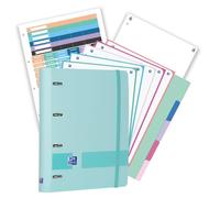 Oxford, Pack Archivador Live & Go A4+ 4 Anillas, Plástico Polyfoam, Incluye 2 Recambios con 5 Bandas Color Cuadrícula 5x5 y Separadores de Plástico, Color Azul Pastel