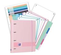 Oxford, Pack Archivador Live & Go A4+ 4 Anillas, Plástico Polyfoam, Incluye 2 Recambios con 5 Bandas Color Cuadrícula 5x5 y Separadores de Plástico, Color Rosa Pastel