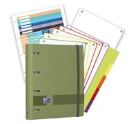 Oxford, Pack Archivador Live & Go A4+ 4 Anillas, Plástico Polyfoam, Incluye 2 Recambios con 5 Bandas de colores vivos, Cuadrícula 5X5 y Separadores de Plástico, Color Safari