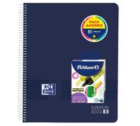 Oxford Pack Cuaderno Europeanbook 8 Live&Go A4+ 160H 5x5 Tapa Plástico + 4 Resaltadores Neón Surtidos