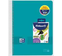 OXFORD Pack de 10 cuadernos espiral A4+ 160h 90g cuad.5x5 Live&Go con 4 marcadores de regalo