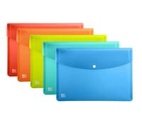 Oxford Paquete de 5 fundas de plástico transparente A3 para documentos, 5 colores, multicolor