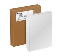 Oxford Protectores de hojas ligeros, acabado transparente, carga superior, fundas de plástico tamaño carta, perforadora reforzada de 3 agujeros para carpetas, 200 por caja (33268)