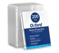 Oxford Protectores de hojas ligeros, acabado transparente, carga superior, fundas de plástico tamaño carta, perforadora reforzada de 3 agujeros para carpetas, 200 por caja (33268)