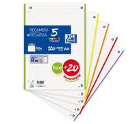 OXFORD RECAMBIO 100H + 20H GRATIS 4 TALADROS A4 90GR 1 LÍNEA 5 BANDAS C/SURTIDOS VIVOS REF. 400158519