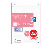 OXFORD RECAMBIO A4 100+20 HOJAS 5X5 ROSA CHICLE 90GRS CLASSIC